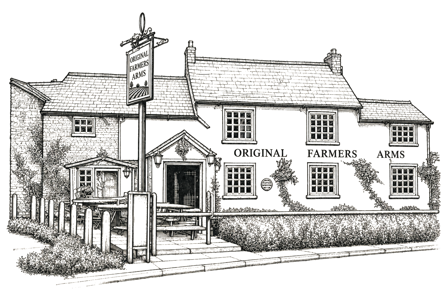Sketch of The Original Farmers Arms on Towngate